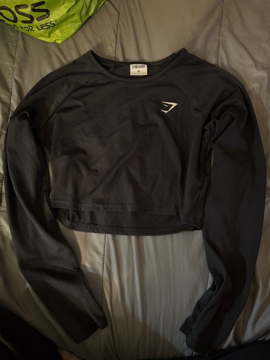Gymshark Tops - Gymshark Black Cropped Long-Sleeve Performance Top